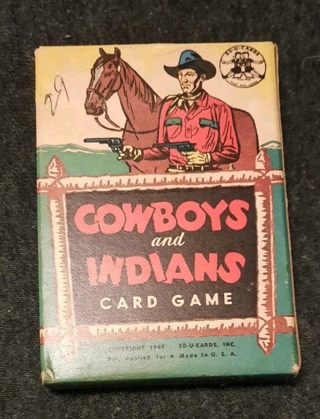 Vtg 1949 ED-U-CARDS Cowboys and Indians 36 Card Gane Complete with Instructions