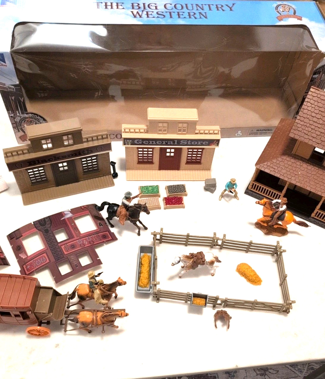 NEWRAY THE BIG COUNTRY WESTERN DELUXE PLAYSET STAGECOACH / HOME +