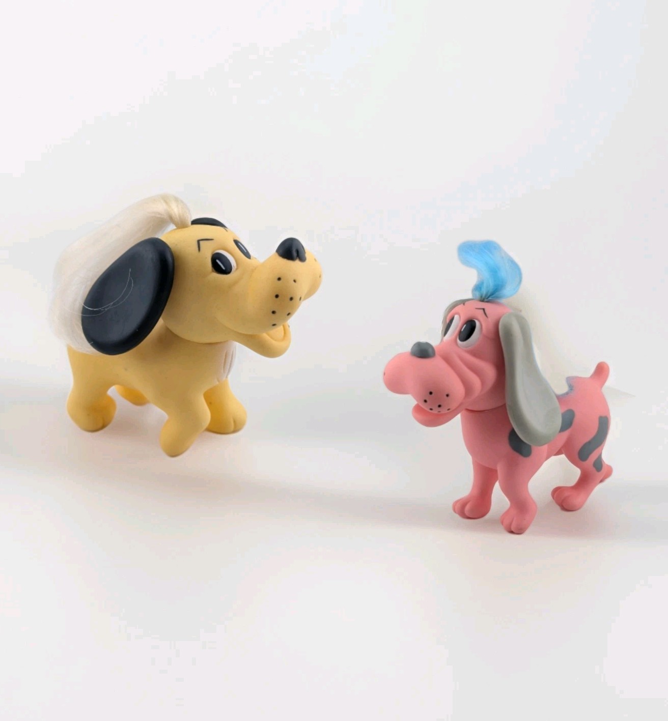 1985 Vintage Hasbro Hornby Dog Puppy Care Figures Toys Rubber Pink Beige X2