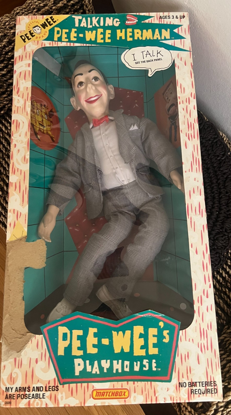 Pee-wee Herman Vintage Talking Pull String Doll 18″ Figure 1987 in box Matchbox