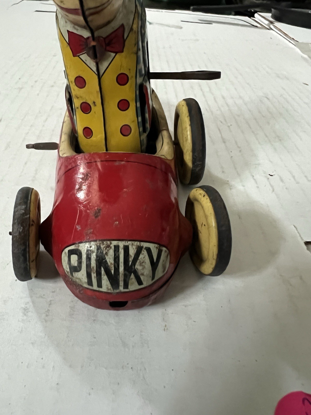 VTG Tin Toy PINKY Not Complete For Parts with a windup key Does Not Work