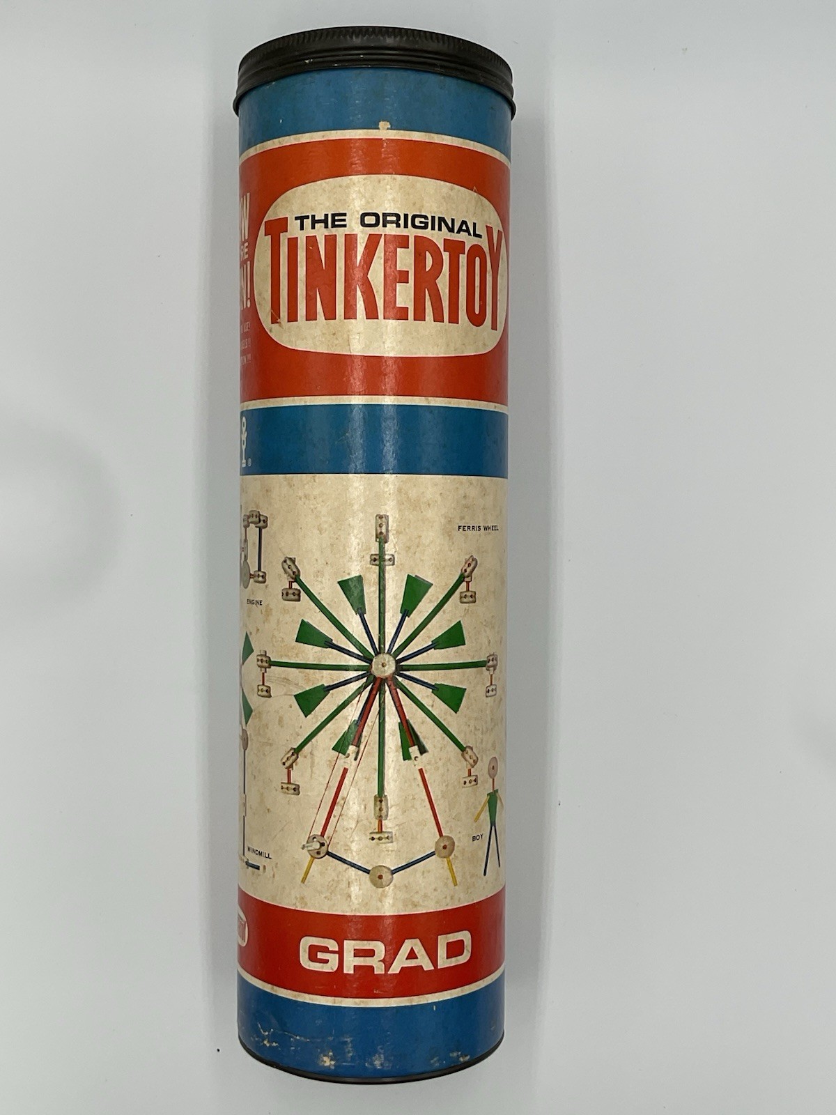 Vintage The Original Tinker Toy Set 1960s Canister empty only