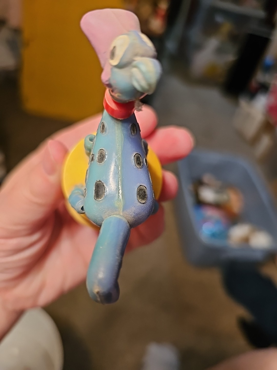 Vintage DINO FLINTSTONE Hanna Barbera Kohner Push Button Puppet Toy Hong Kong