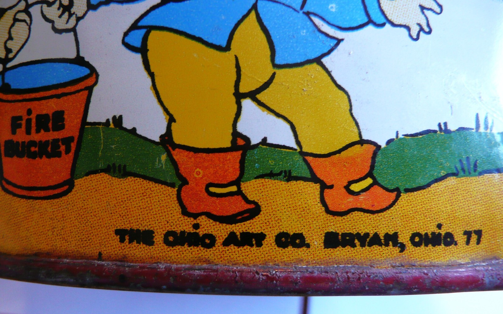 Vintage Ohio Art Fireman Tin Litho Water Pump Sand Toy