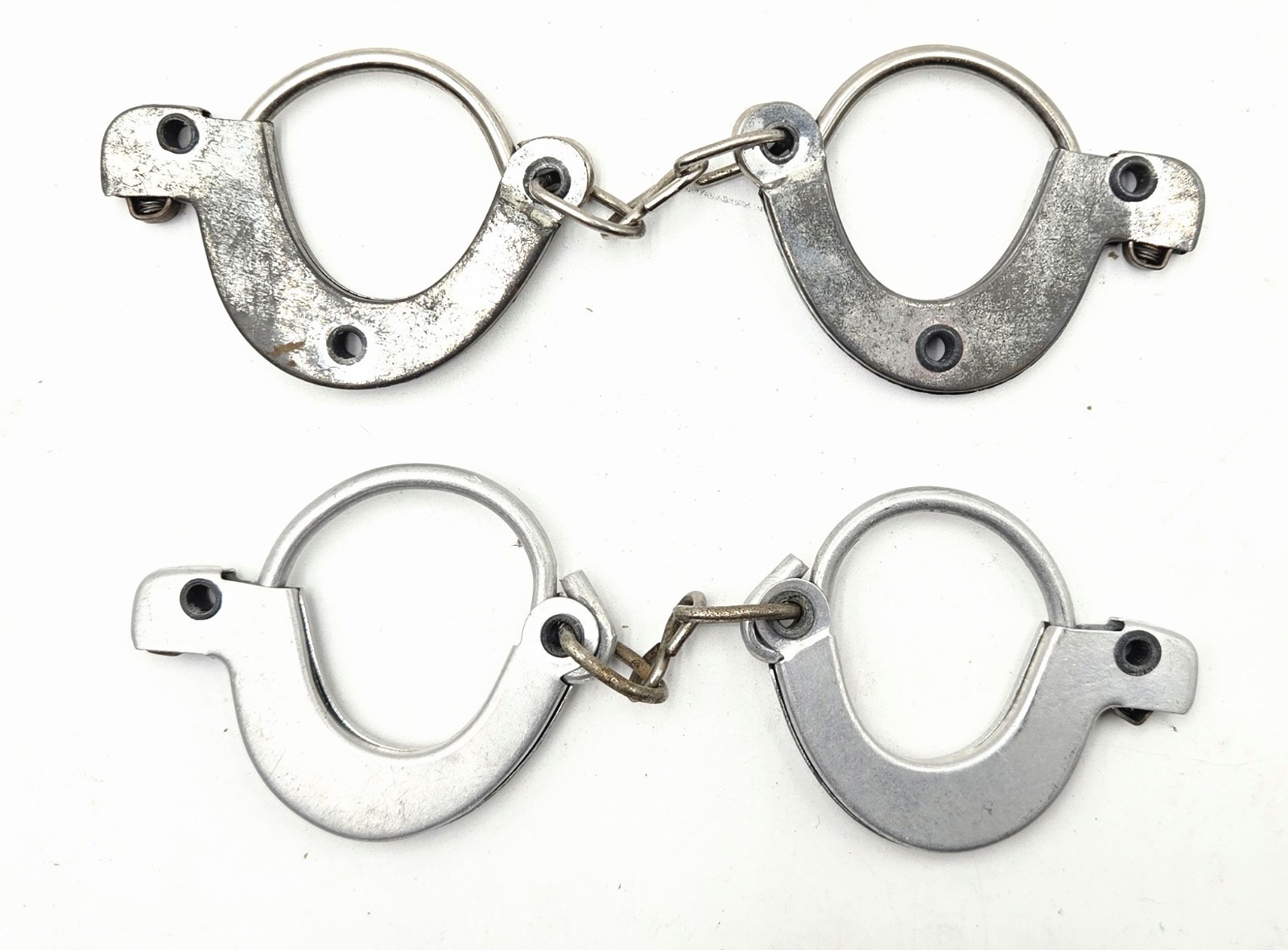 Antique 1950s Toy Handcuffs Lot of 2 Aluminum/Steel Pat Pend Kids CapGun Keyless