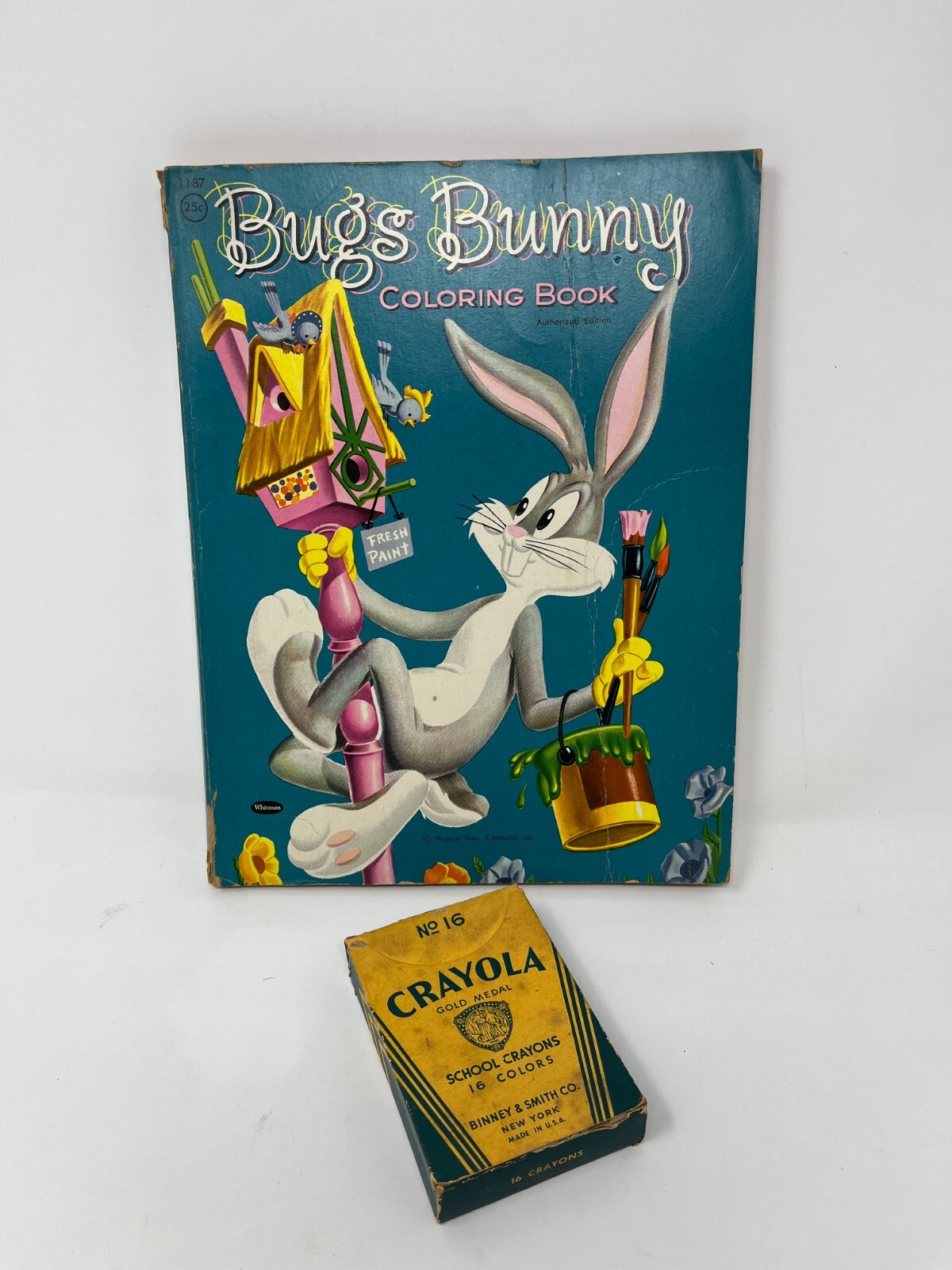 Bugs Bunny Coloring Book Warner Bros. With Vtg 1950s With No. 16 Crayola Crayons