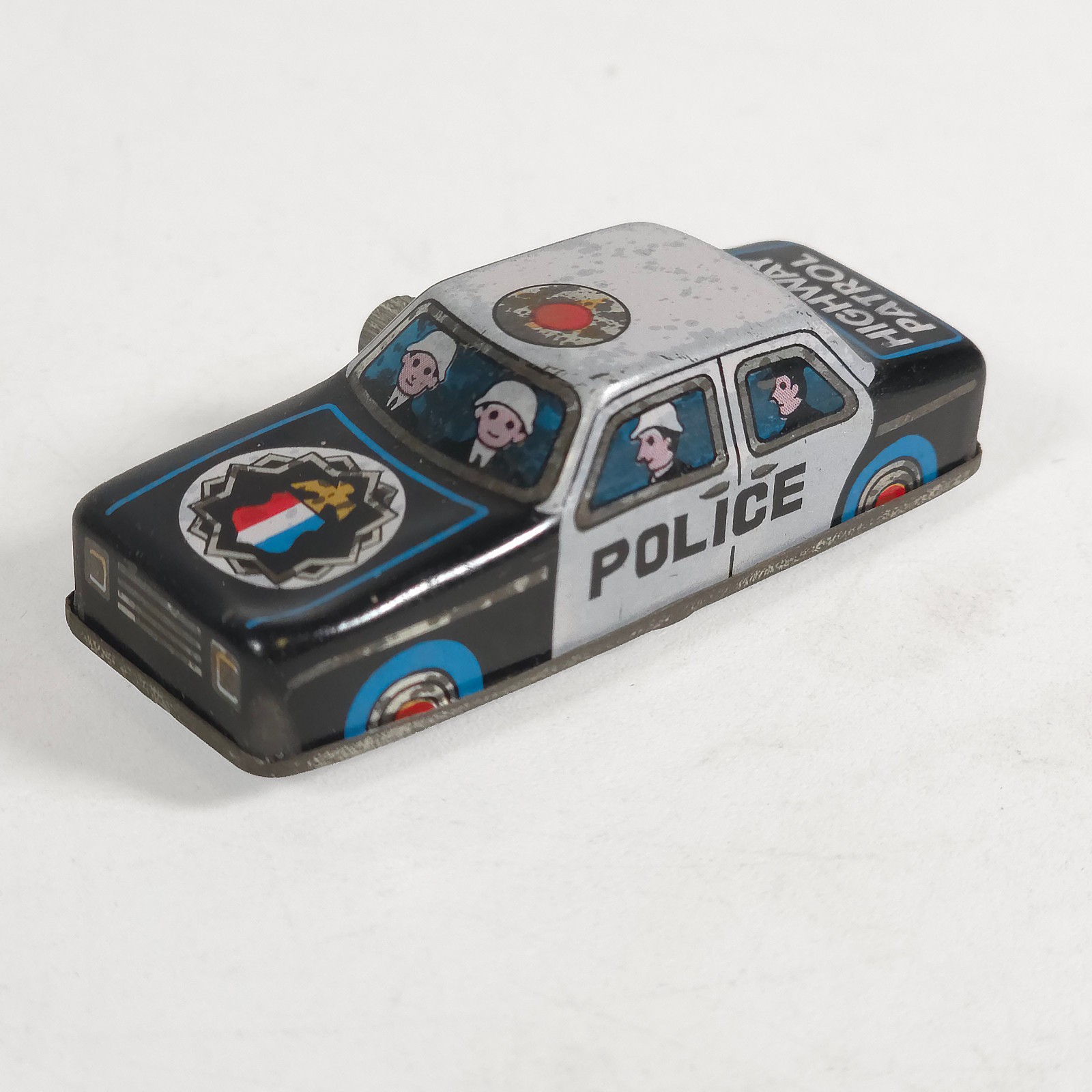 Tin • Lot of 2 • Fire Engine & Police Car • Kanto Made in Japan • 2″ Wind-up
