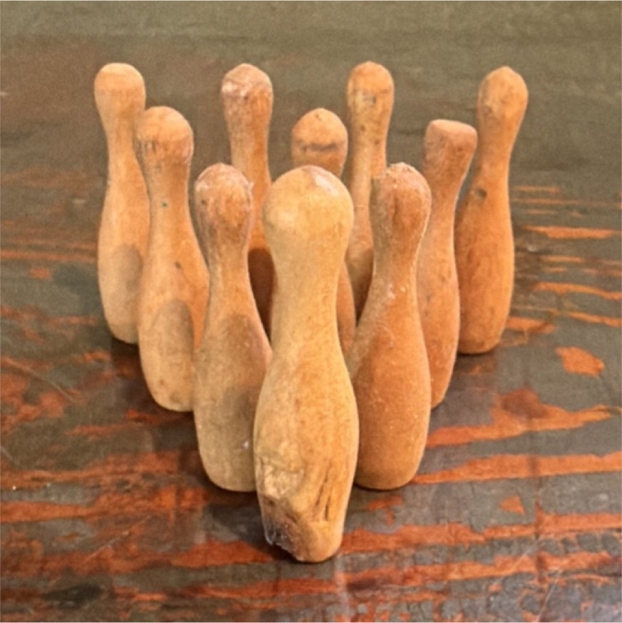 Vintage Wooden Mini Bowling Pins Toy Set for Kids Ages 4-7 8-11 Years