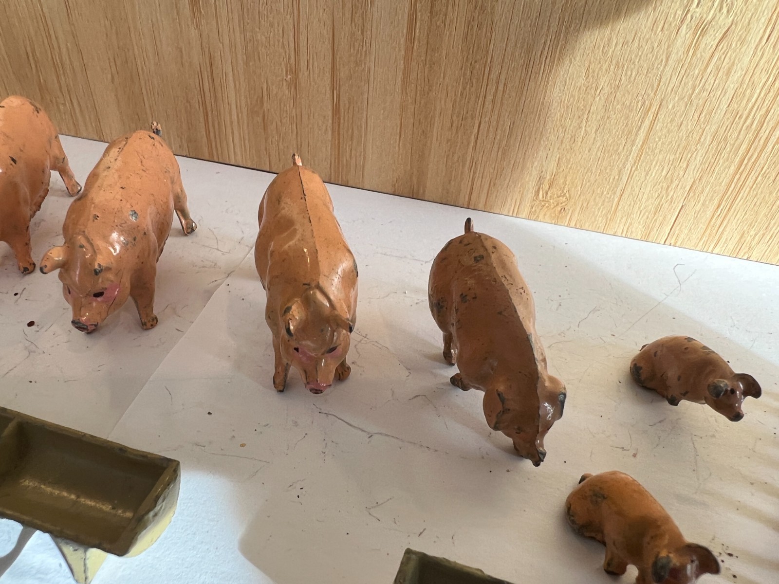 JoHillCo John Hill and Co 1950’s Lead Figurines – Lot of 9 Pigs with Troughs