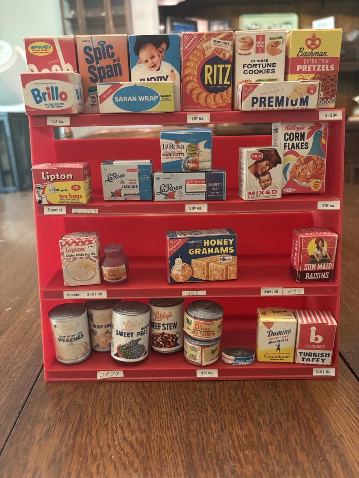 Vintage My Merry Supermarket Lot 28 Pc Pristine Mini Grocery Boxes Can Shelf Toy