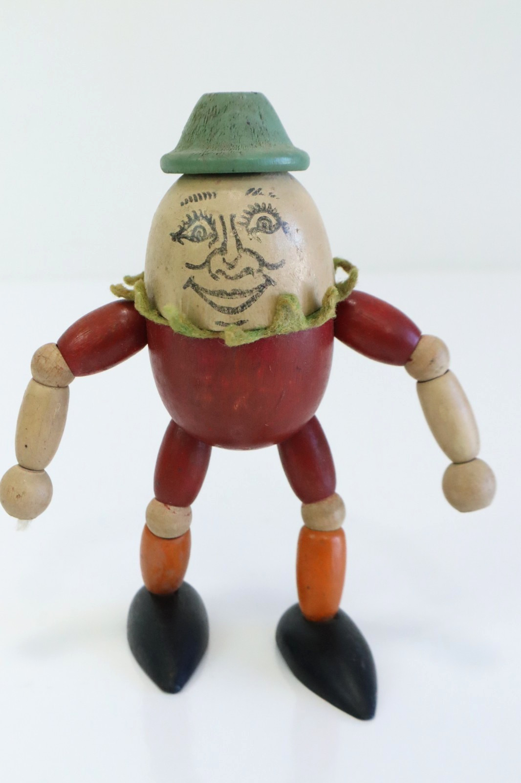Vintage 1930s Jaymar Humpty Dumpty Jointed Wood Figure 5″ Ornament Made in USA