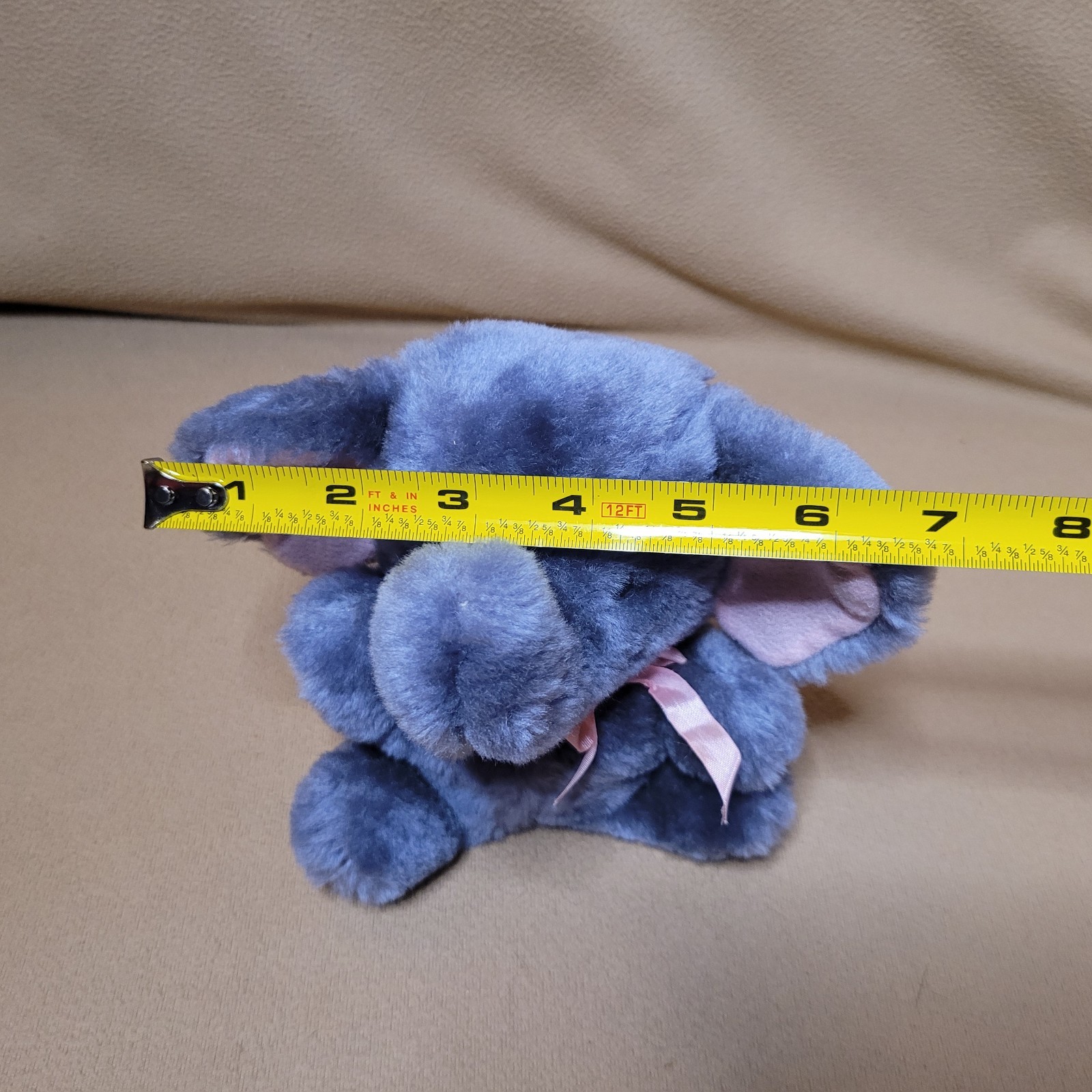 Vintage R Dakin Baby Elephant Plush 1975 6 X 7″ Stuffed Animal Blue Gray Korea
