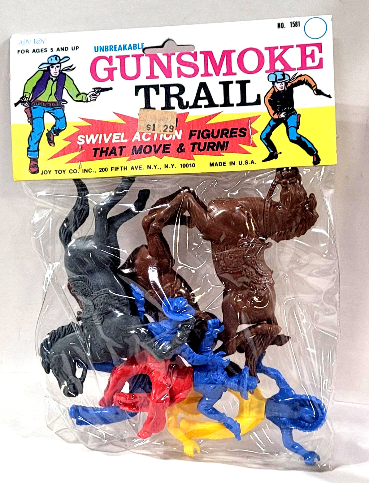 1970’s JOY TOY GUNSMOKE TRAIL : COWBOY & INDIAN NEW IN PACKAGE