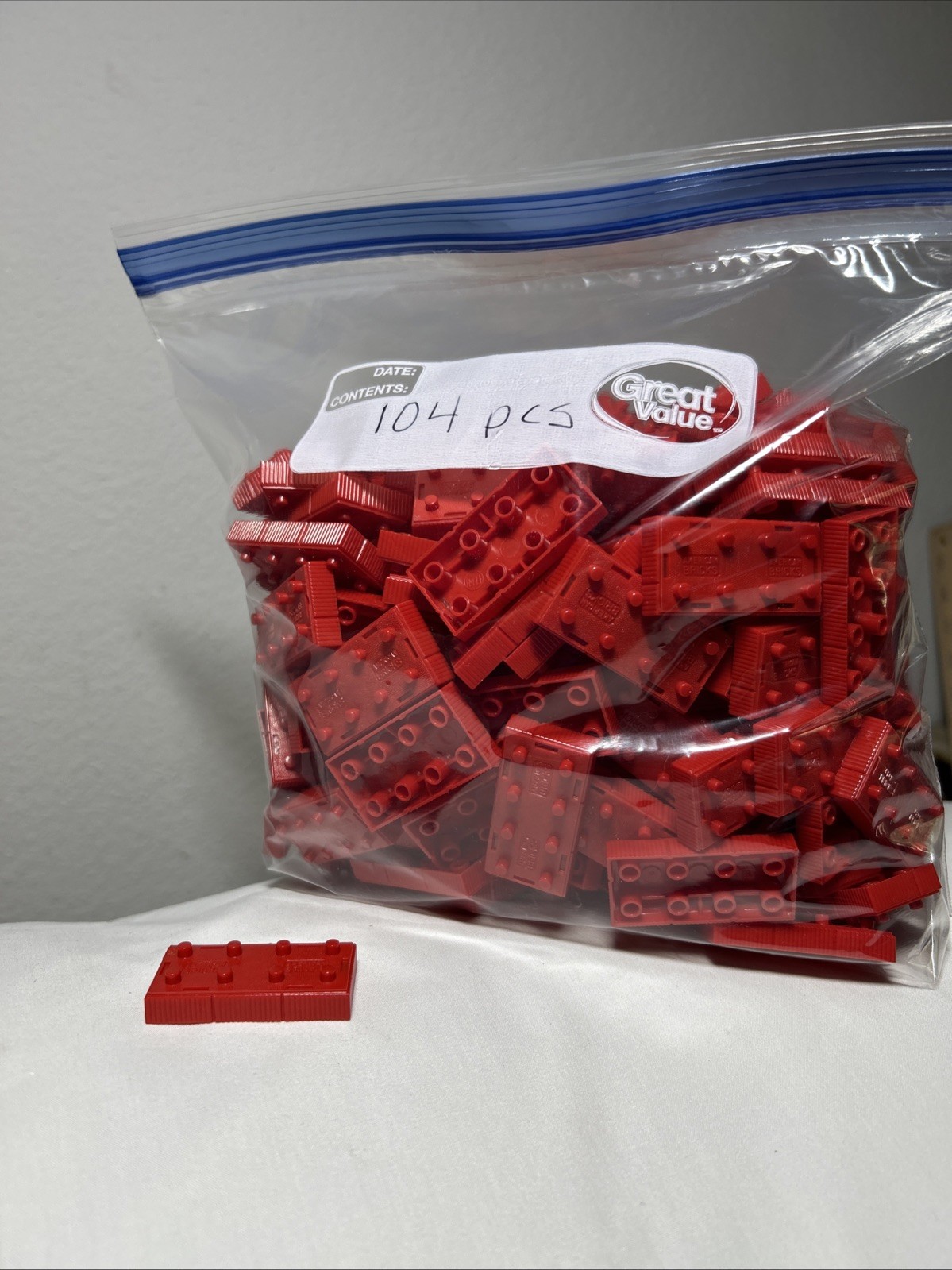 Vintage Elgo American Plastic Building Bricks ~ Red Ivory ~ Unit FB-R ~ 104 pcs