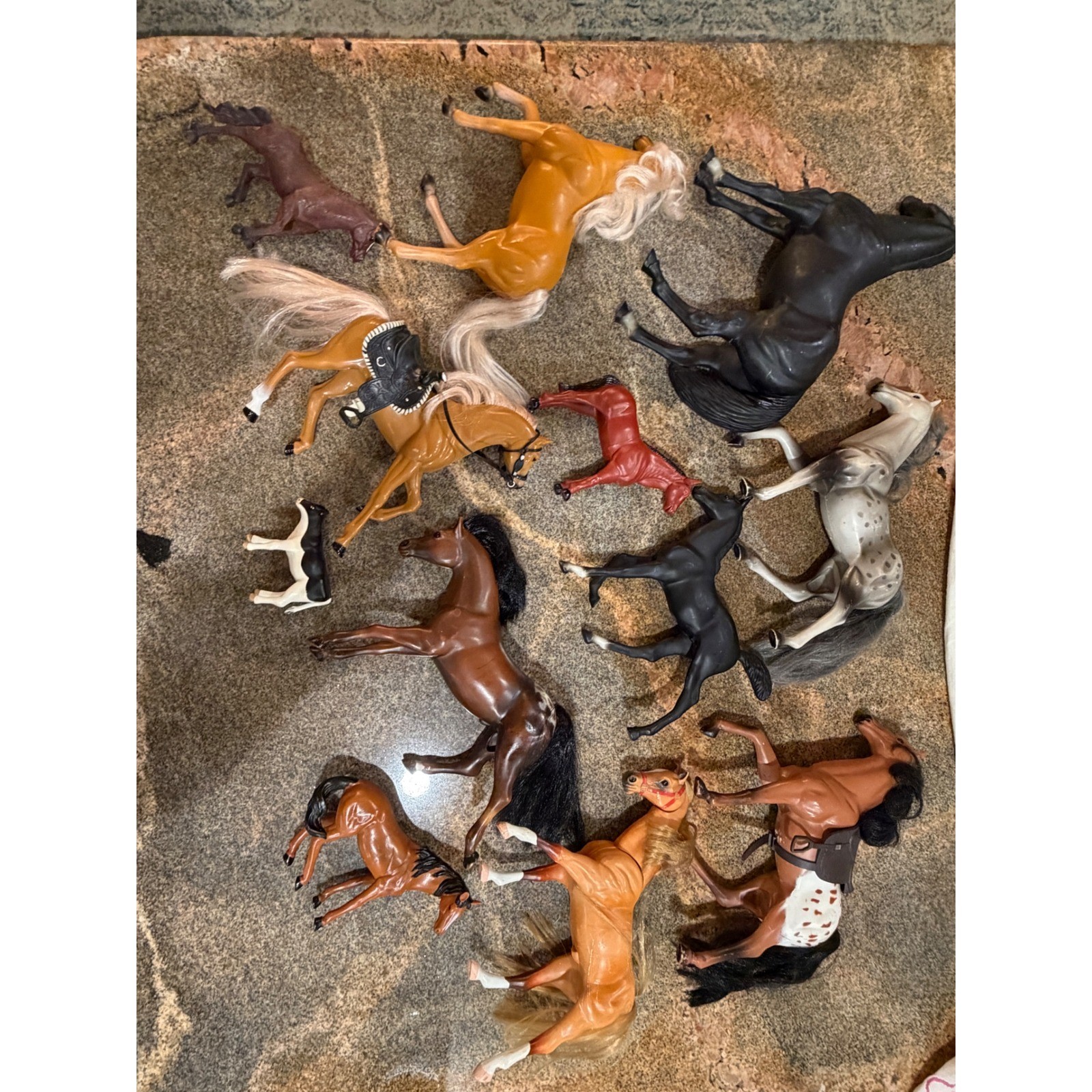 Vintage Toy Horse Lot Kid Kore Blue Box MarchOn Empire Greenbrier Horses & 1 Cow