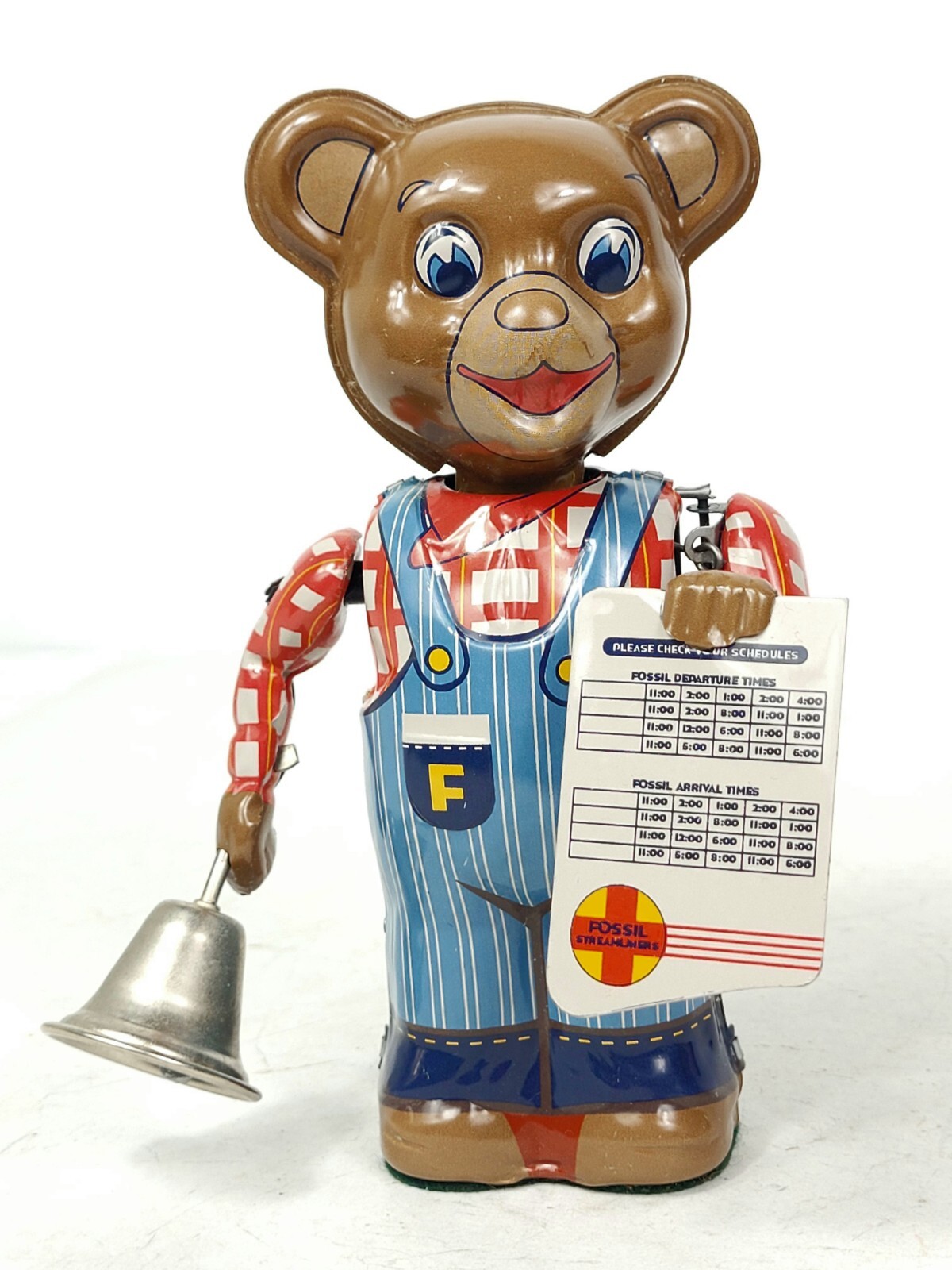 VINTAGE T.K TOYS BEAR RINGING BELL FOSSIL STREAMLINERS EXC WORKING COND! 5.75″ T