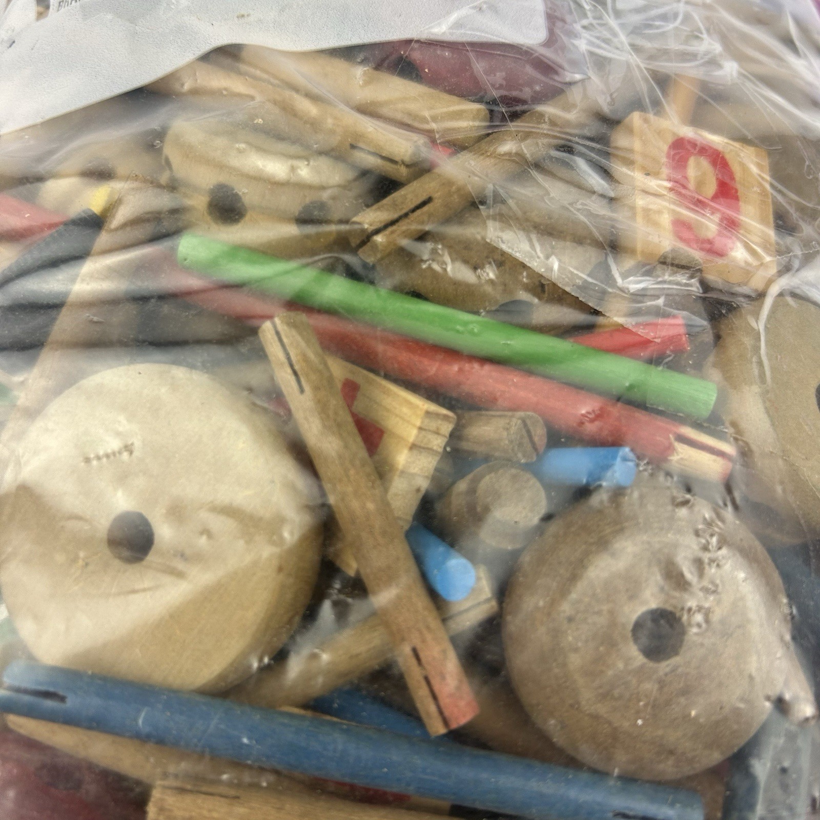 Vintage Wood Tinker Toys Lot Wooden Pieces Wheels Connectors Unsorted 2lbs 11oz
