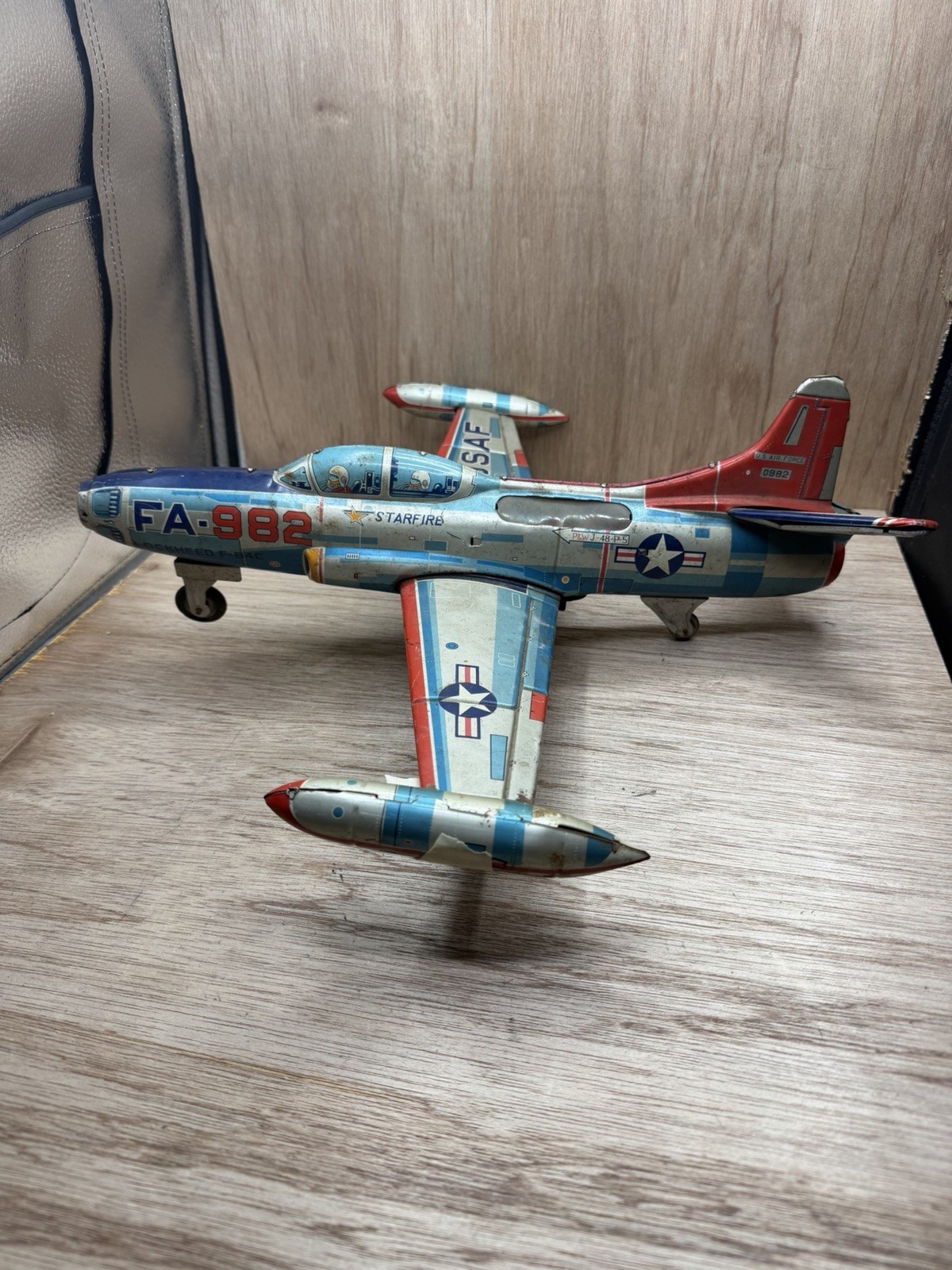 Starfire FA-982 Toy Jet Plane Tin,USAF,Lockheed F-94C,Made in Japan,Vintage