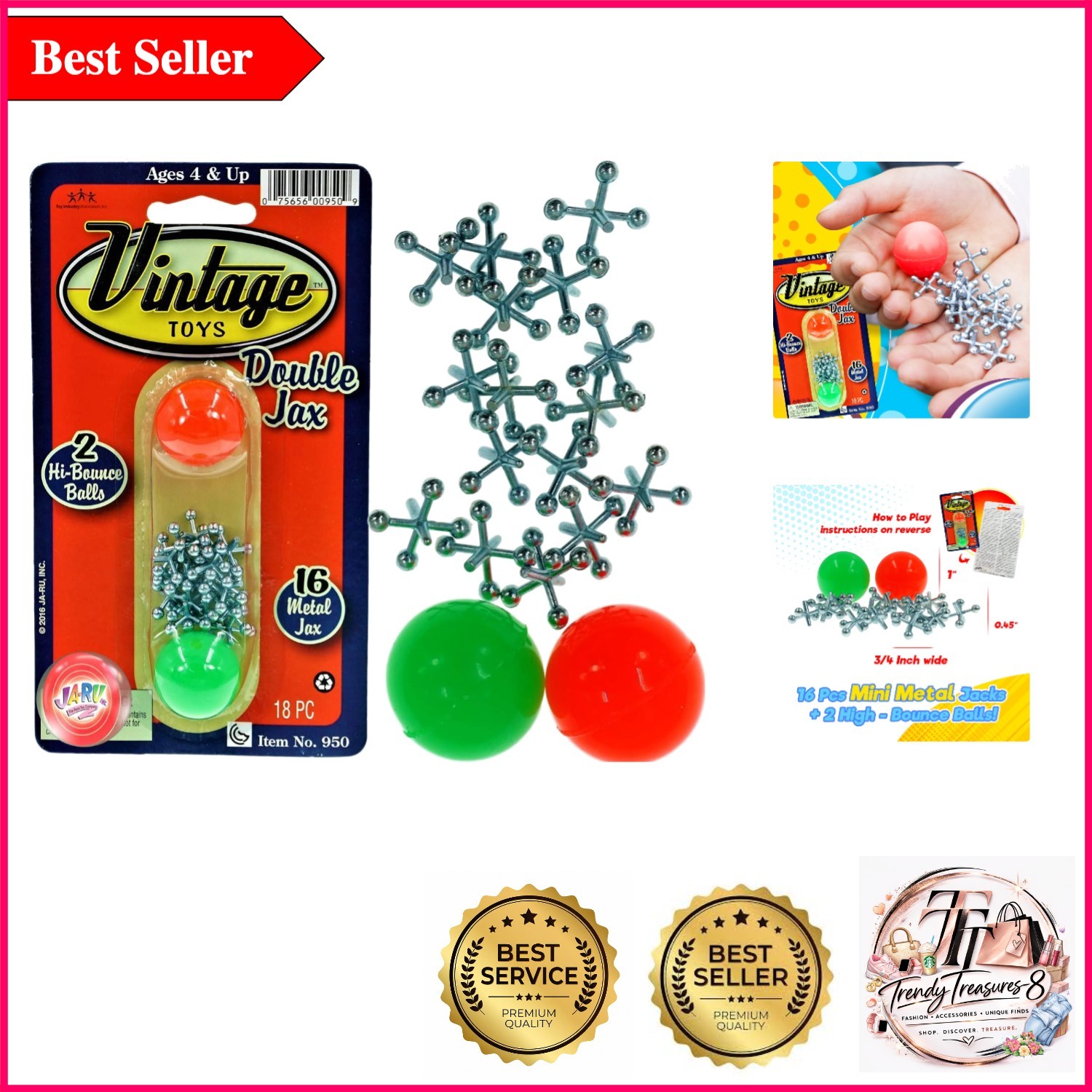 Vintage Metal Jacks Set – Classic Kids’ Game & Party Favor