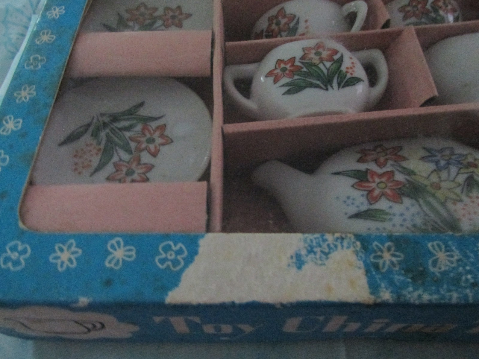 Vintage Toy China Tea Set In Original Box 13 Piece Japan Teapot Cups & Saucers