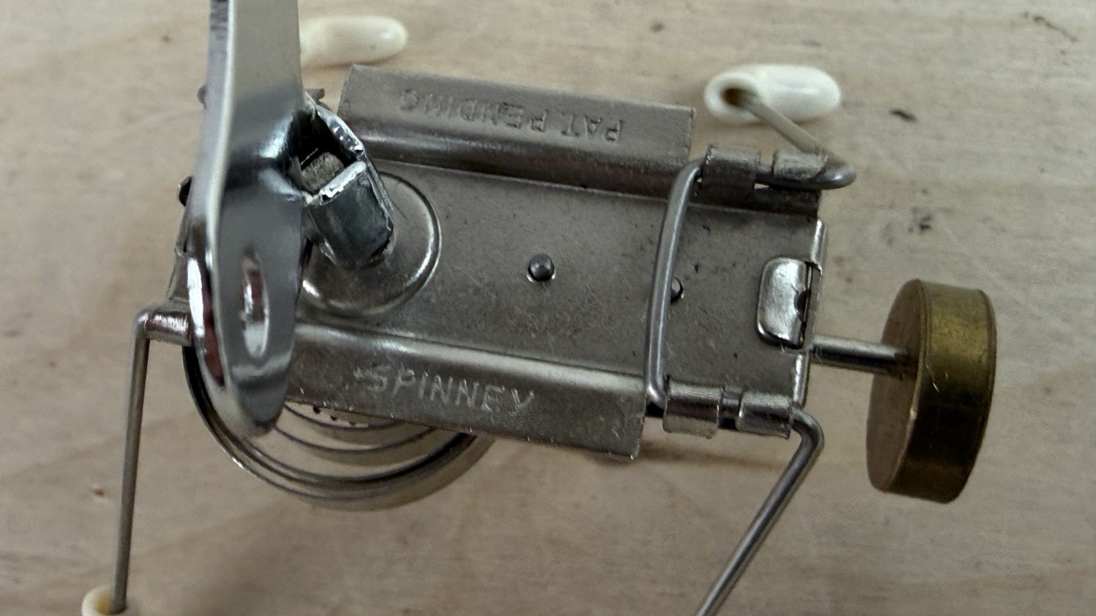Vintage Wind Up Metal Critter Spinner Kinetic walking Toy Atomic mid-Century