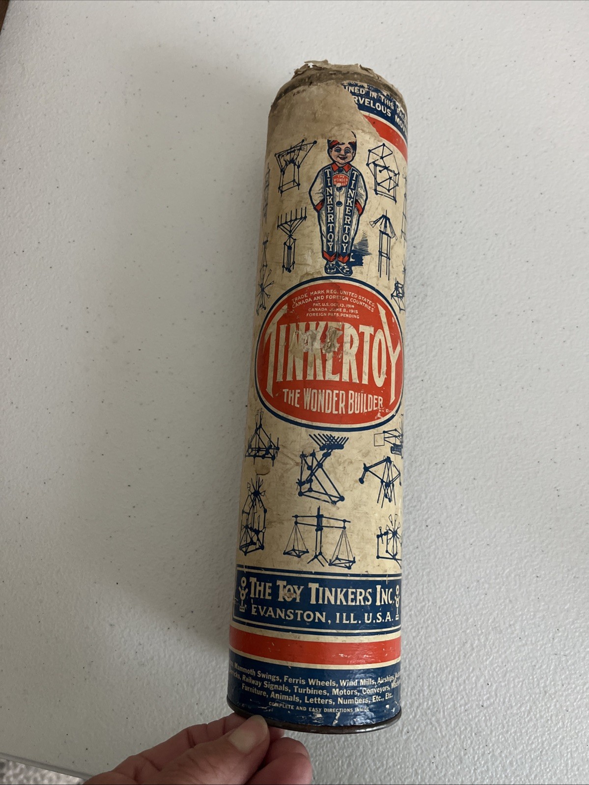 Tinkertoy The Wonder Builder 1920’s with Building Parts No Top Cap