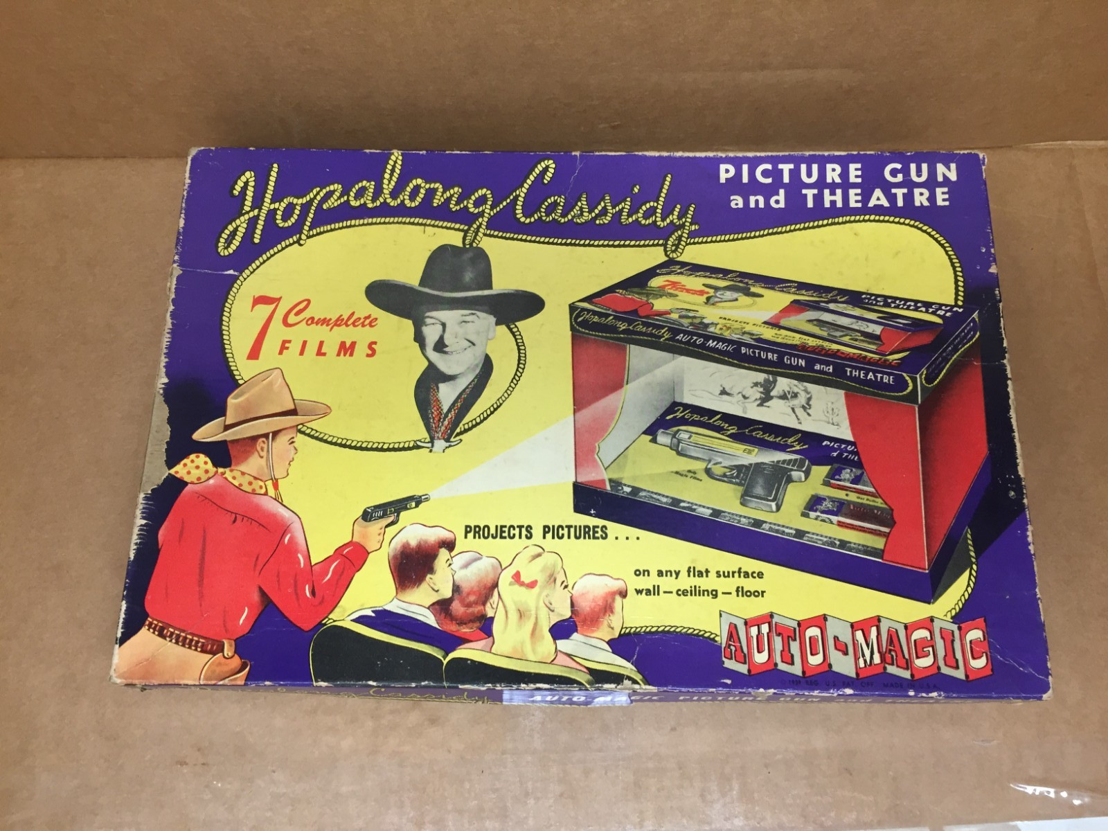 1950’s STEPHENS HOPALONG CASSIDY PICTURE GUN THEATRE W/ FILMS COMPLTE IN BOX