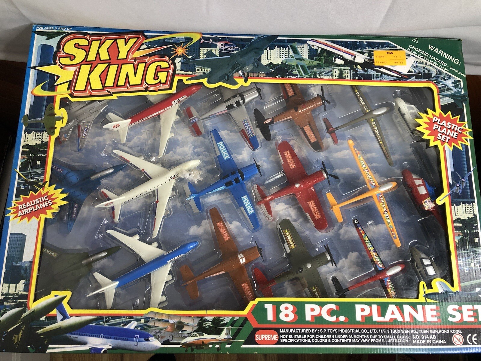 Vintage Supreme S.P Toys SKY KING 18 Piece Plane Set Plastic TOYS R US NEW