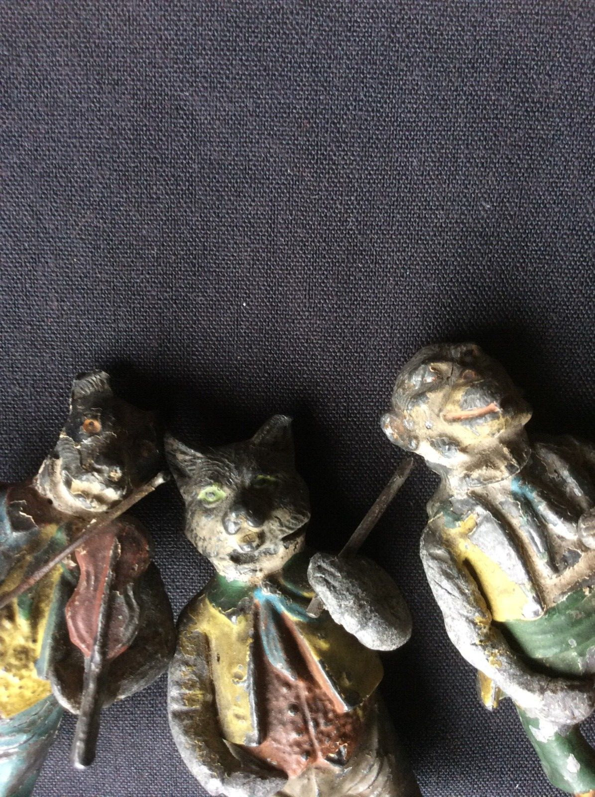 RARE ANTIQUE AUTHENTIC 3 COLD PAINTED LEAD MINIATURE FIGURES OVER 100 YRS OLD