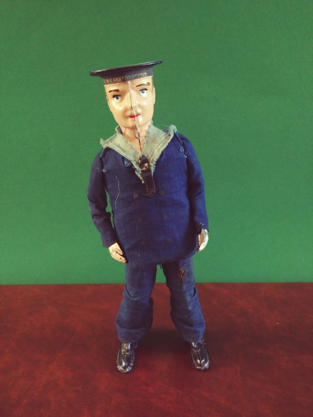 c.1903 Lehmann EPL 535 Tin Wind-up Dreadnought Dancing Sailor Tinplate w/ Or Box