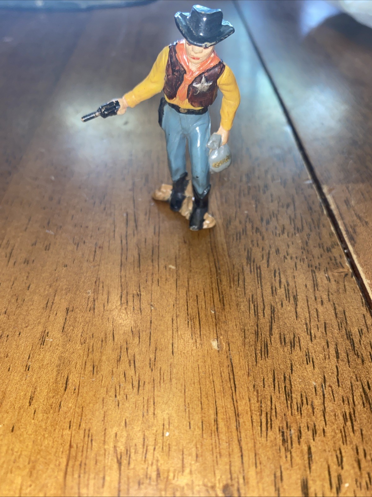 VINTAGE 1960S Sheriff Holding A Bag Of Gold Hand Painted