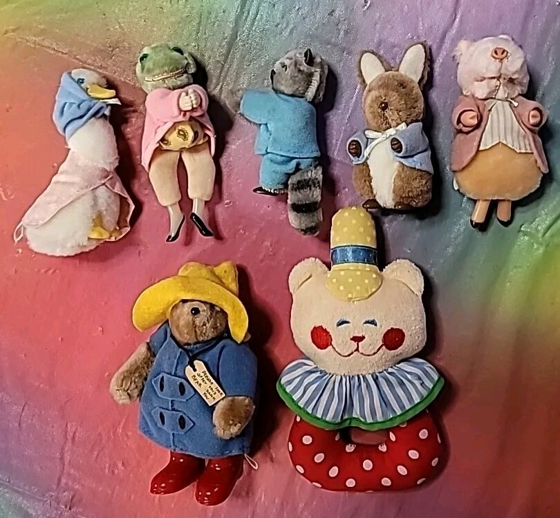 LOT OF 7 VINTAGE EDEN TOYS FREDERICK WARNE: 2 CLIP-ON & 5 MORE