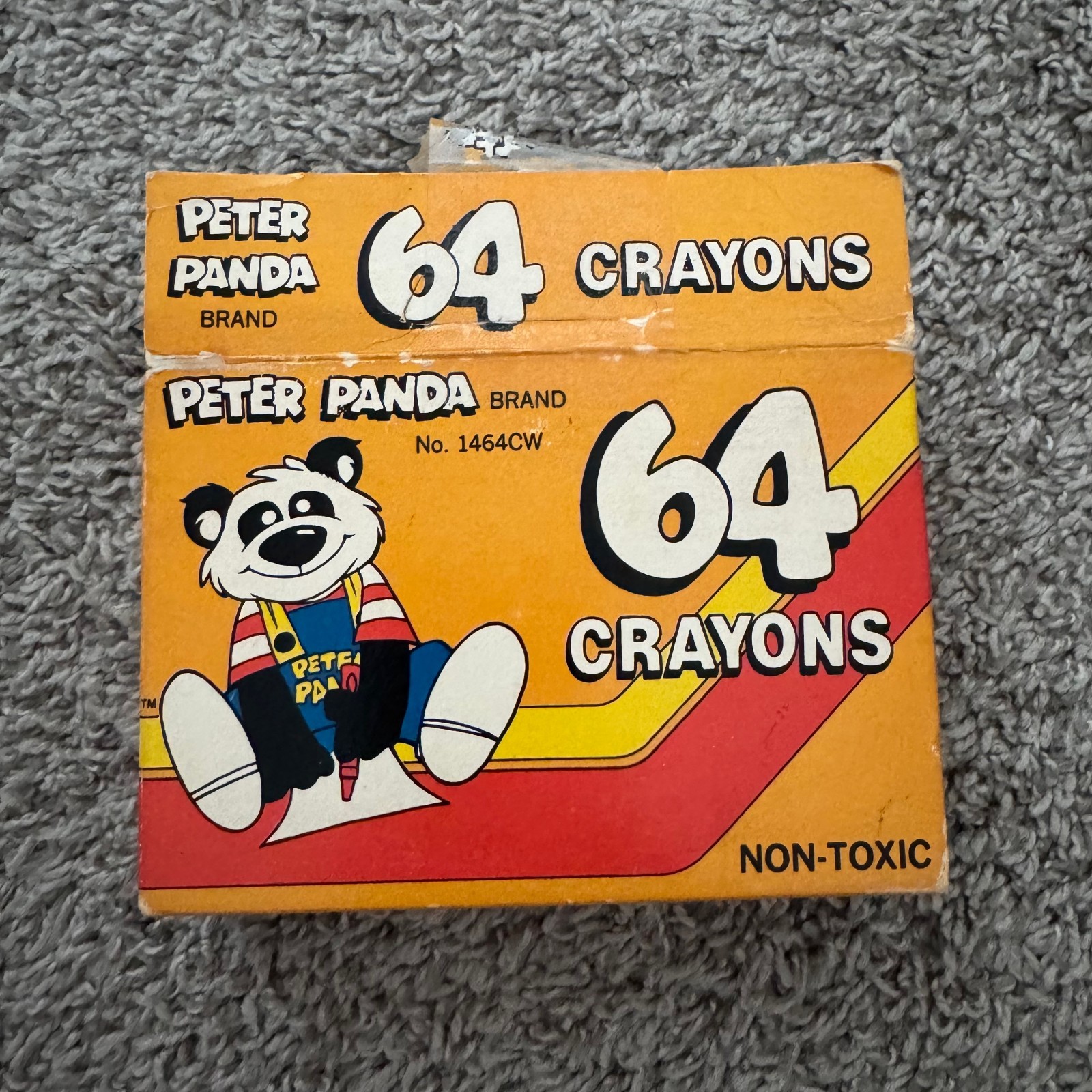 Vintage Peter Panda Brand 64 Crayons No. 1464CW Non-Toxic Old Stock Arts Crafts