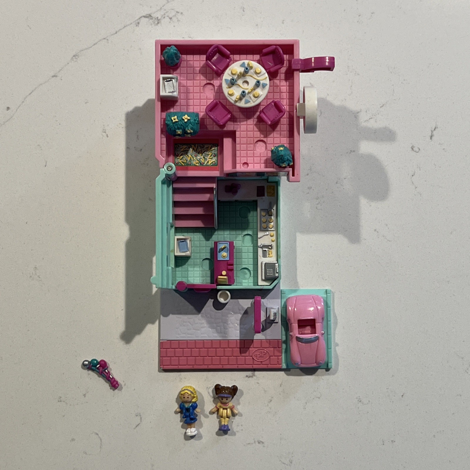 Rare Polly Pocket Vintage Pollyville Drive-Thru Burger Stand Playset Complete