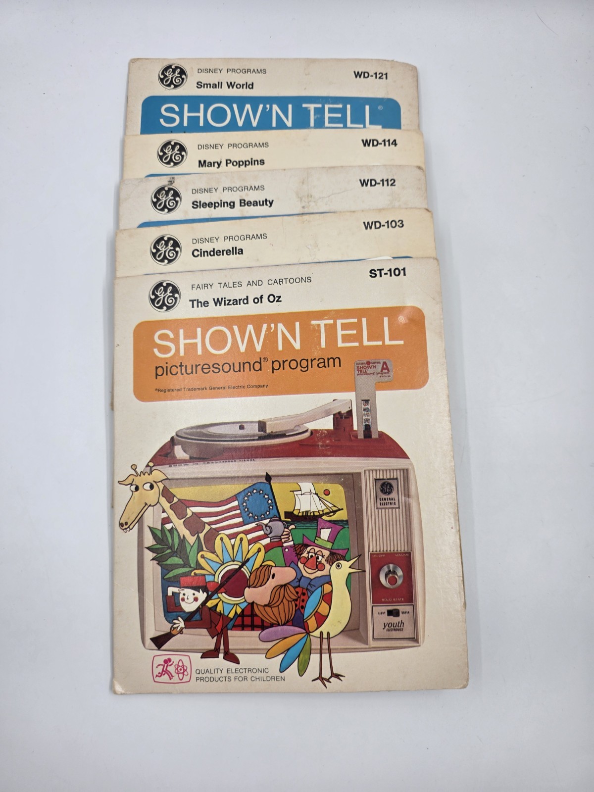 LOT of 5 Vtg GE Show’n Tell Disney Children Classics Wizard Of Oz Picture Sound