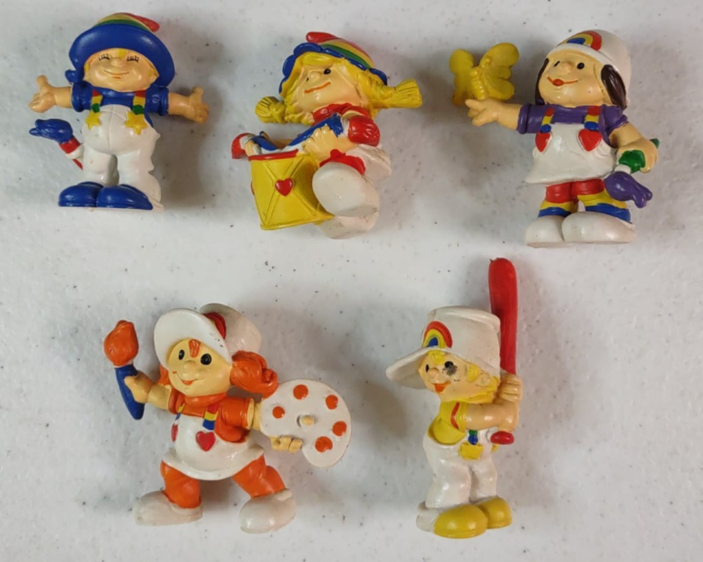 5 Vintage Rainbow Brite Kids PVC Figures Baseball Painter Drummer Butterfly