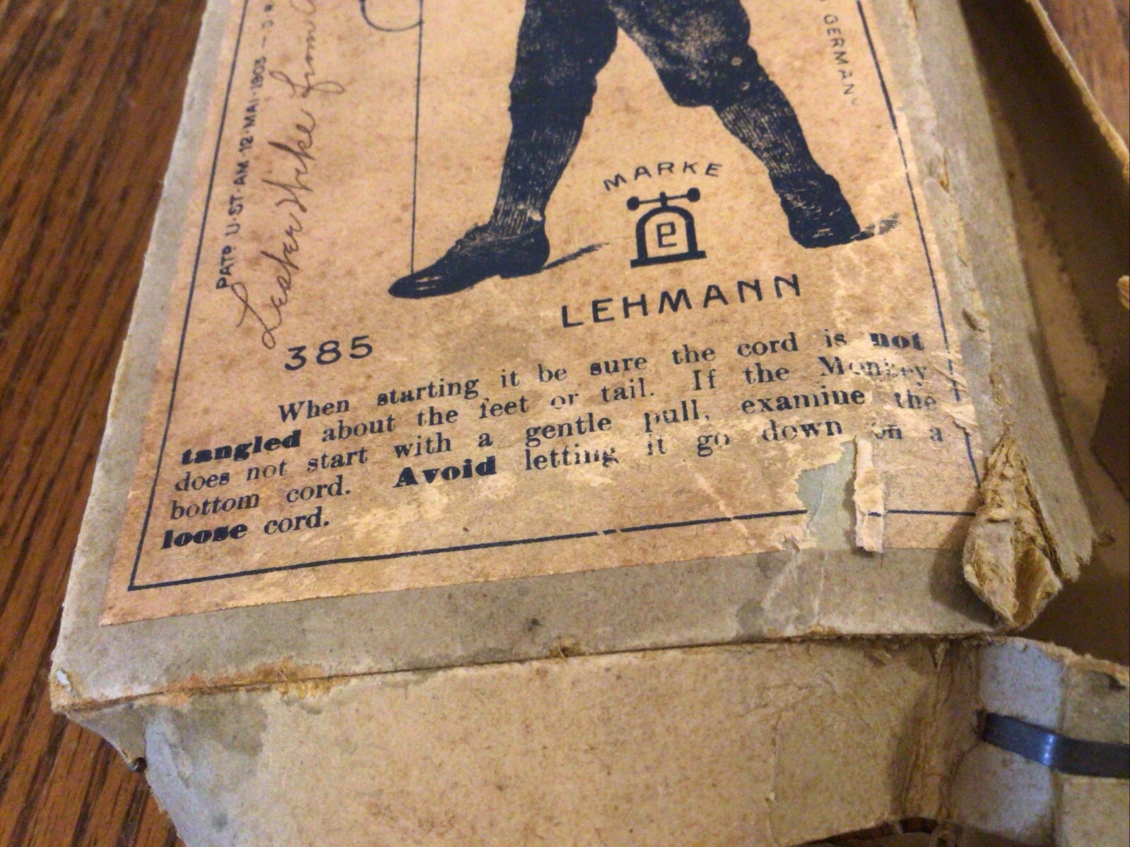 Vintage Circa 1903-20 Lehmann Mechanical Tin Climbing Monkey,w/orig.as is box