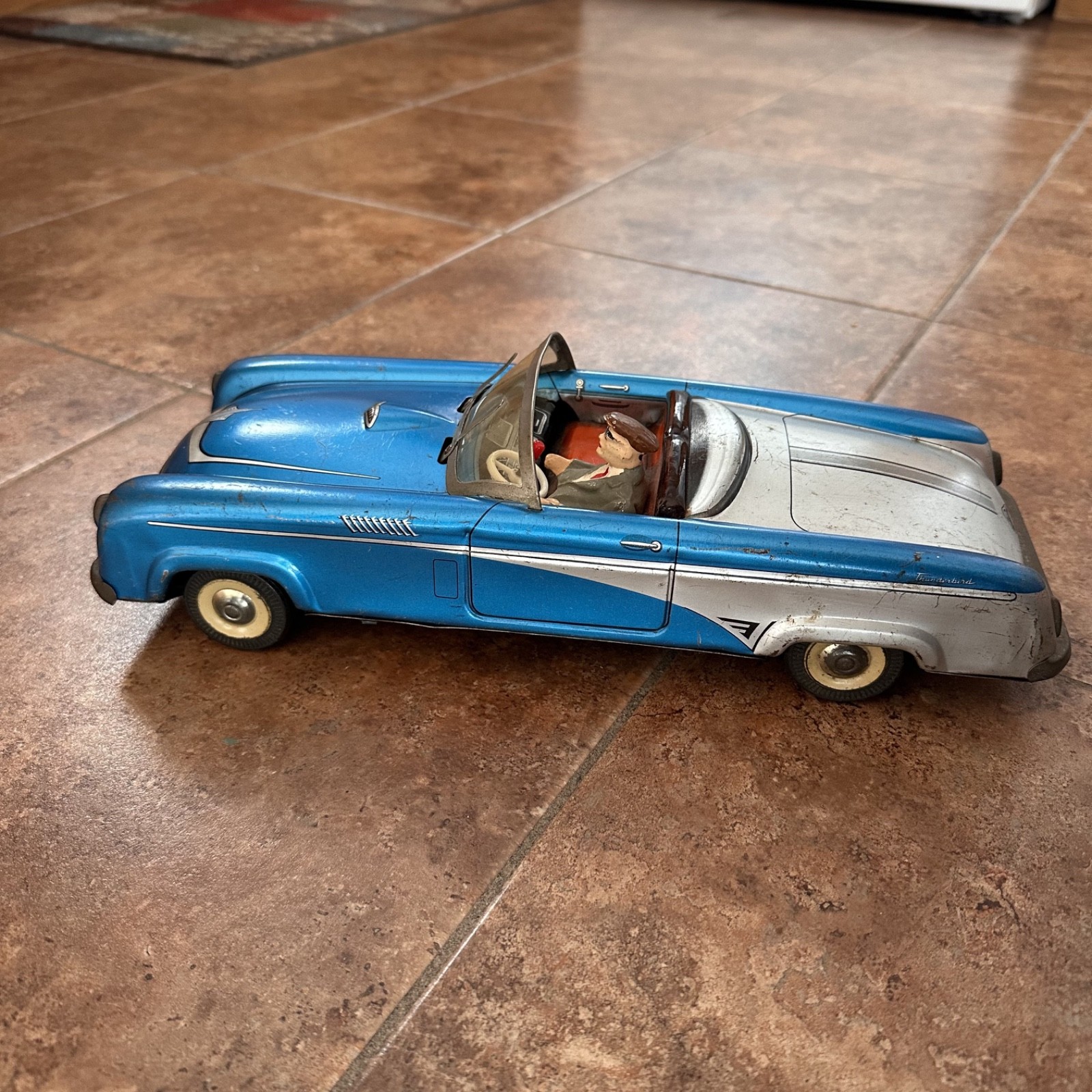 Working Niedermeier PN 350 Thunderbird Tin Friction Toy Car West Germany