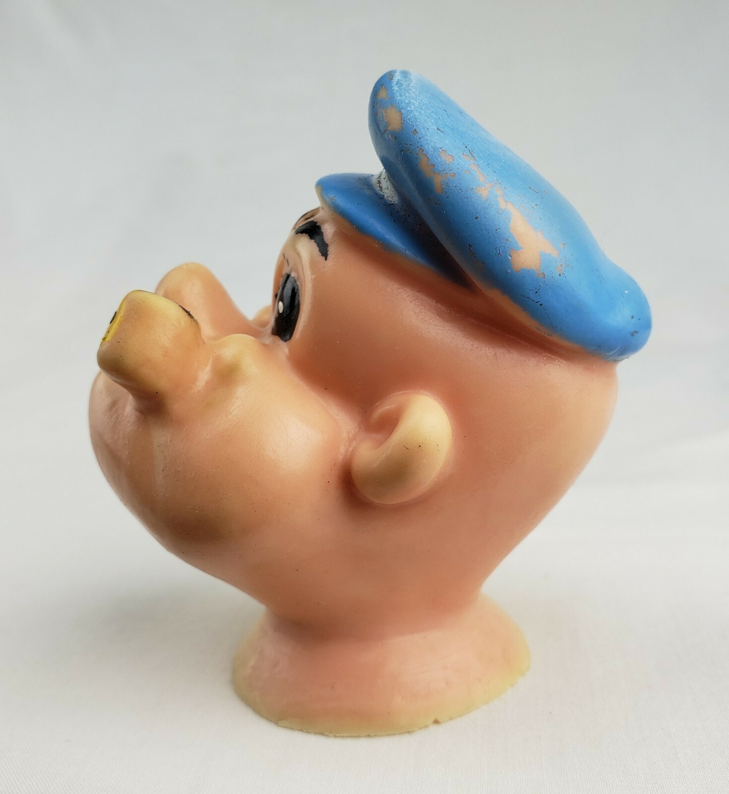 Vintage 1950’s Popeye Squeeze Head Squeaky Rubber Doll King Features Squeaker