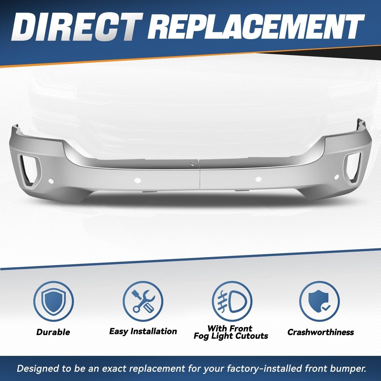 Front Bumper Face Bar Compatible with 2016 2017 2018 Chevy Silverado 1500, 2019