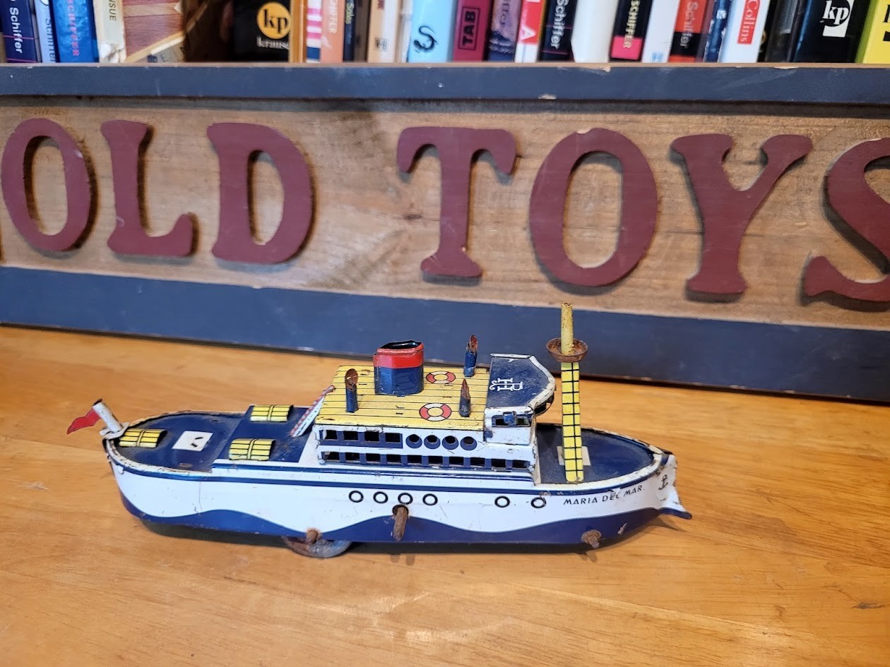 VINTAGE TIN LITHO WIND UP PAYA MARIA DEL MAR CRUISE SHIP
