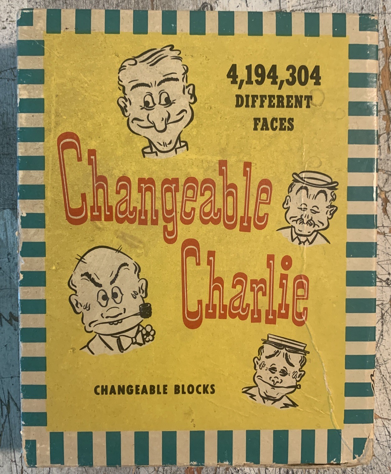 Vintage 1948 Changeable Charlie Wooden Blocks Gaston Manufacturing Complete