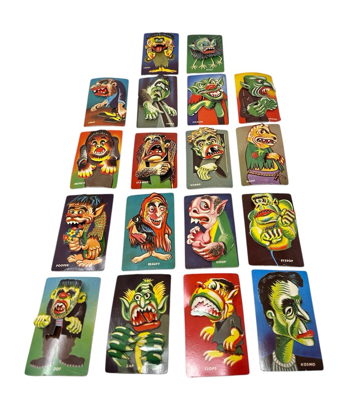 Uncommon 1965 ED-U-CARDS MFG. CORP. Mini Monster “Sculptees” 3D Cards 18 Total