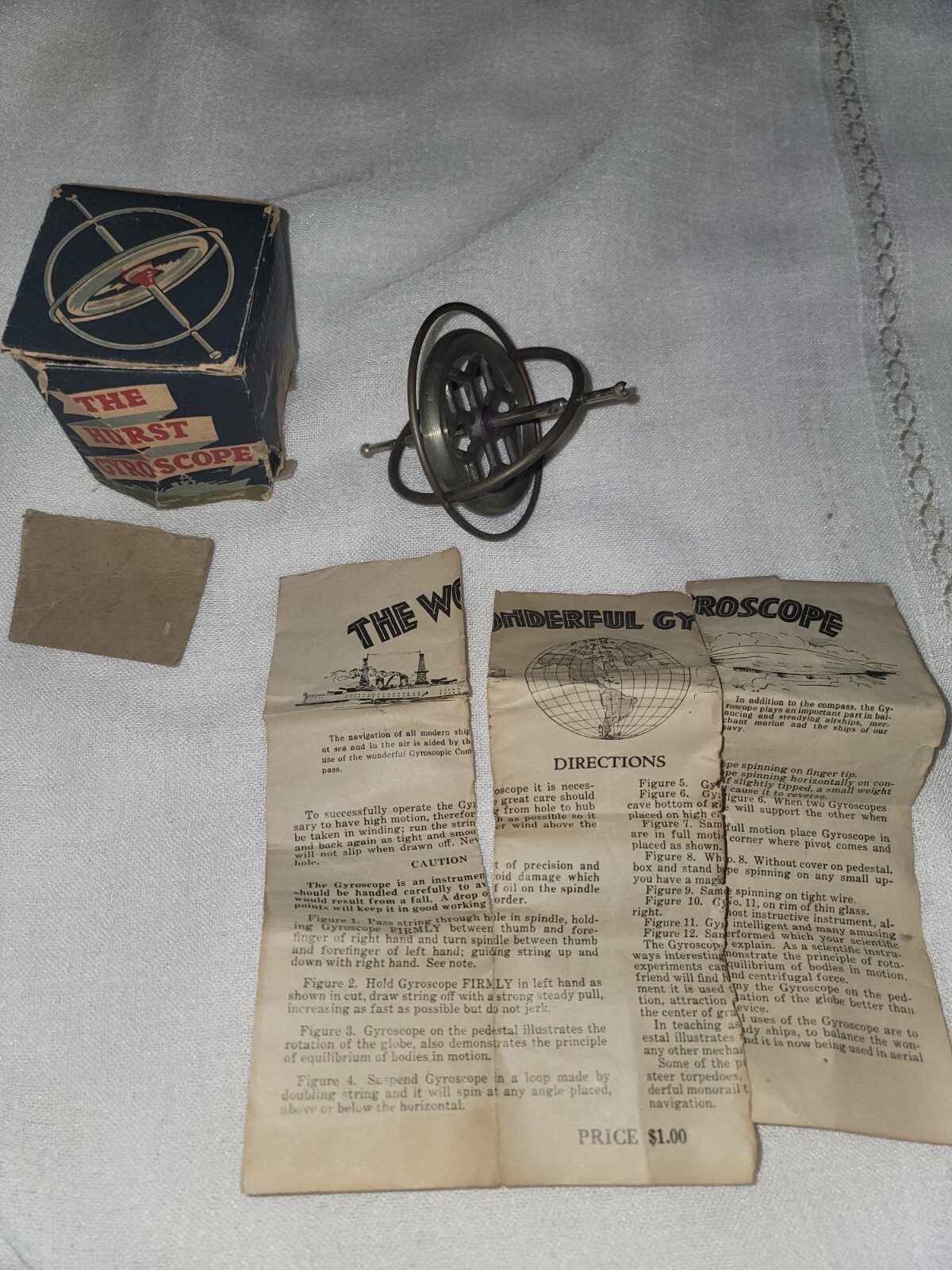 The Hurst Gyroscope Scientifically Designed Toy w Box & Instructions