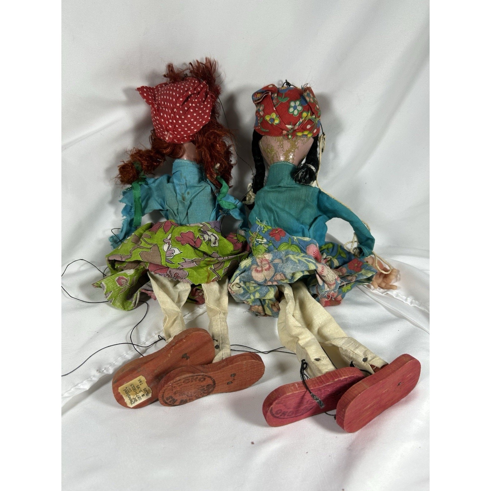 Lot Of 2 Project Pieces Mexico Girl Women Marionette Puppets Need TLC Disney