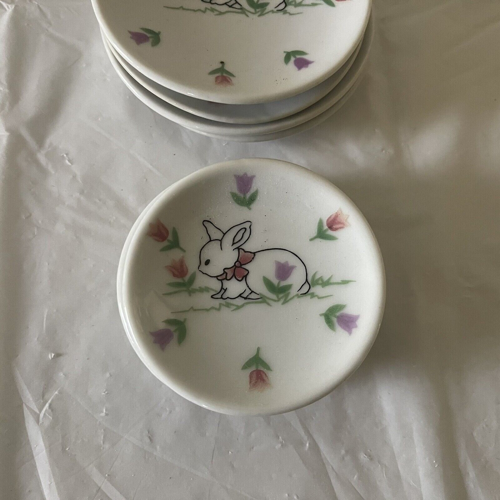 ABC Dist. Miniature Tea Set Replacement Plates Mini Porcelain 8 pc Rabbit Bunny