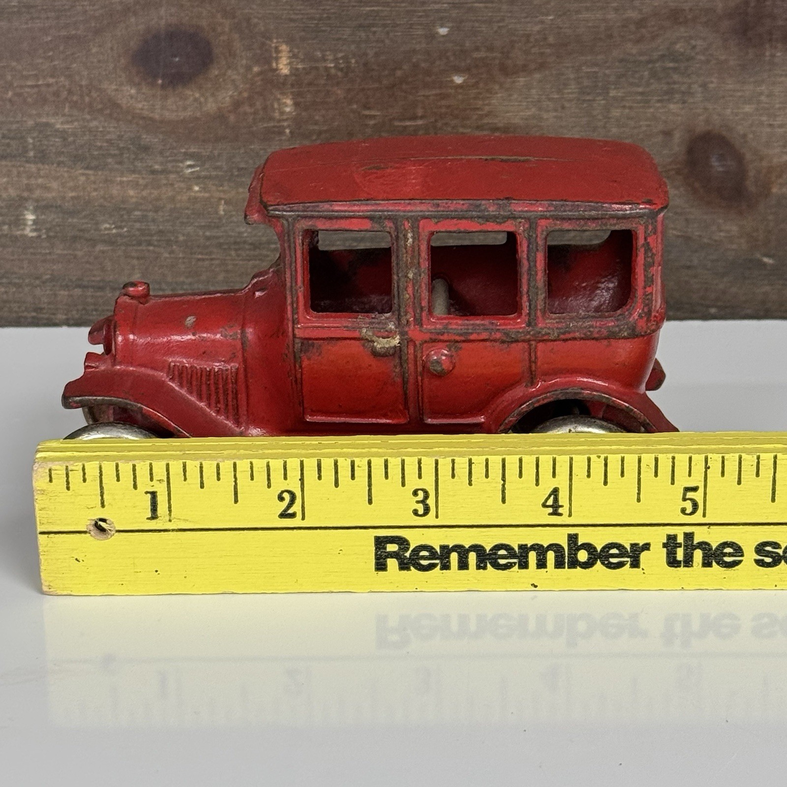 Arcade MFG Co. Antique Cast Iron Red Car Ford Model T Coupe Nickel-Plated Wheels