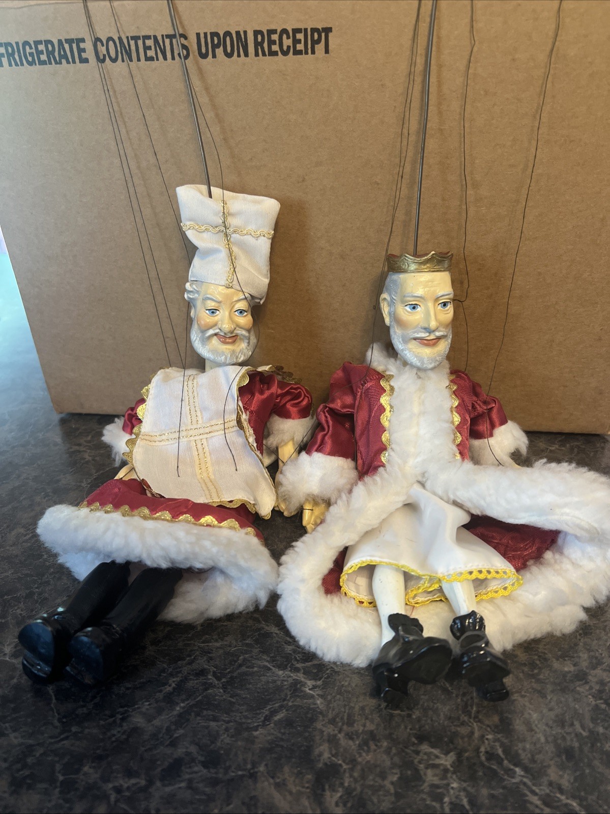 Vintage Handmade Prague Czech Marionette Puppet Old King Religious Figure Lot 2