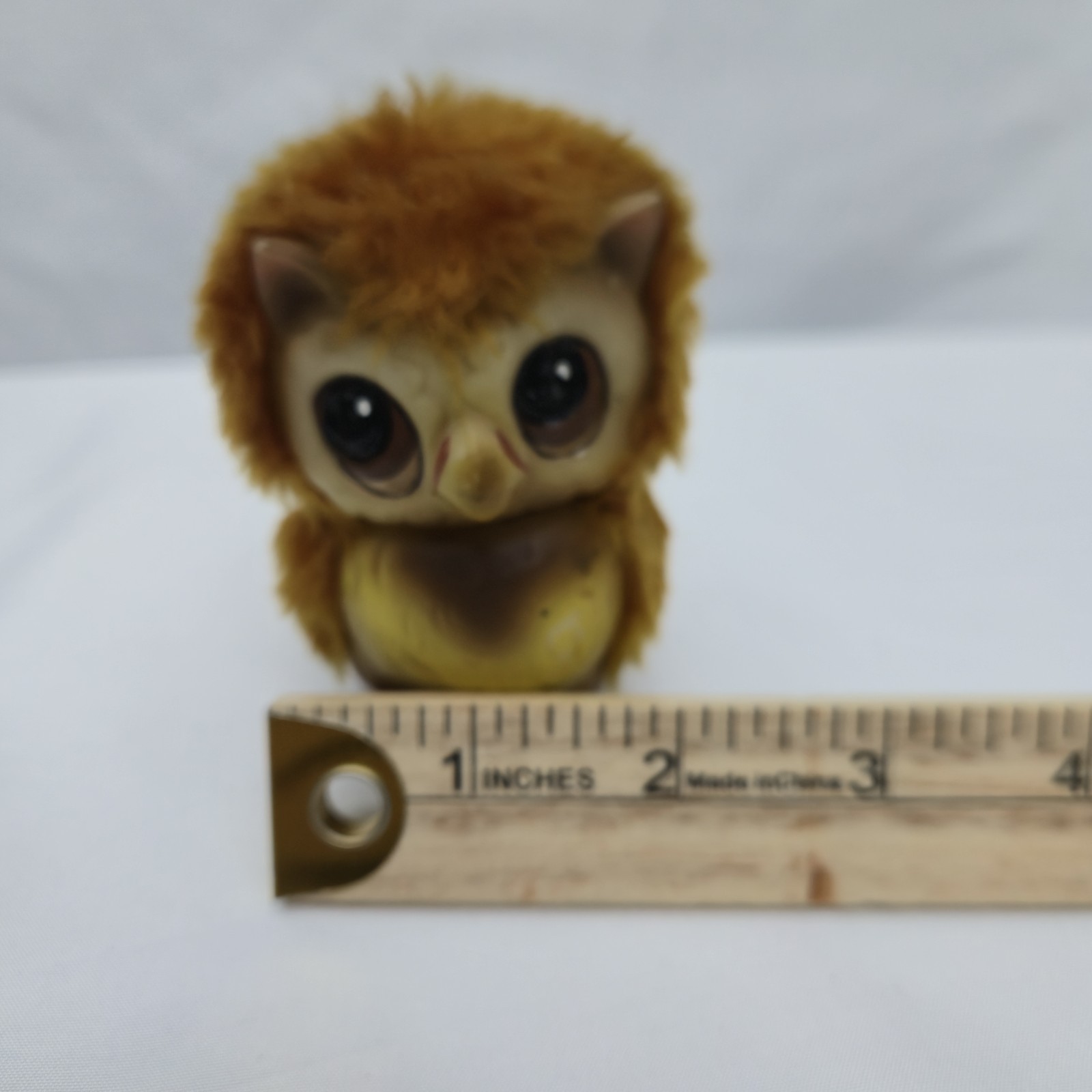 Vintage 1970 KAMAR INC TOY Owl Big Eyed Yellow Fur JAPAN RARE!!!