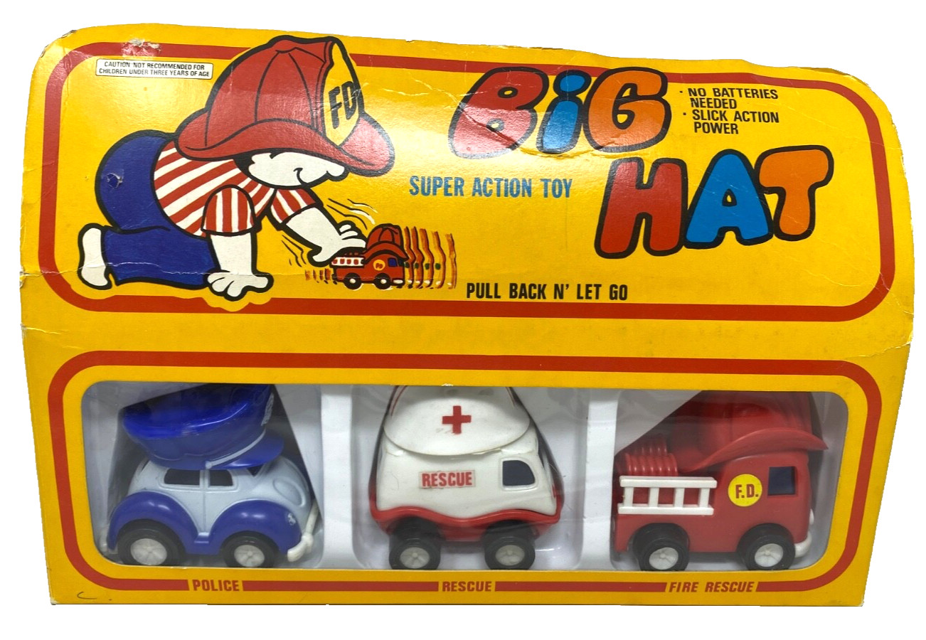 Vintage S.S. Kresge Big Hat Super Action Toy Police, Rescue, and Fire Rescue
